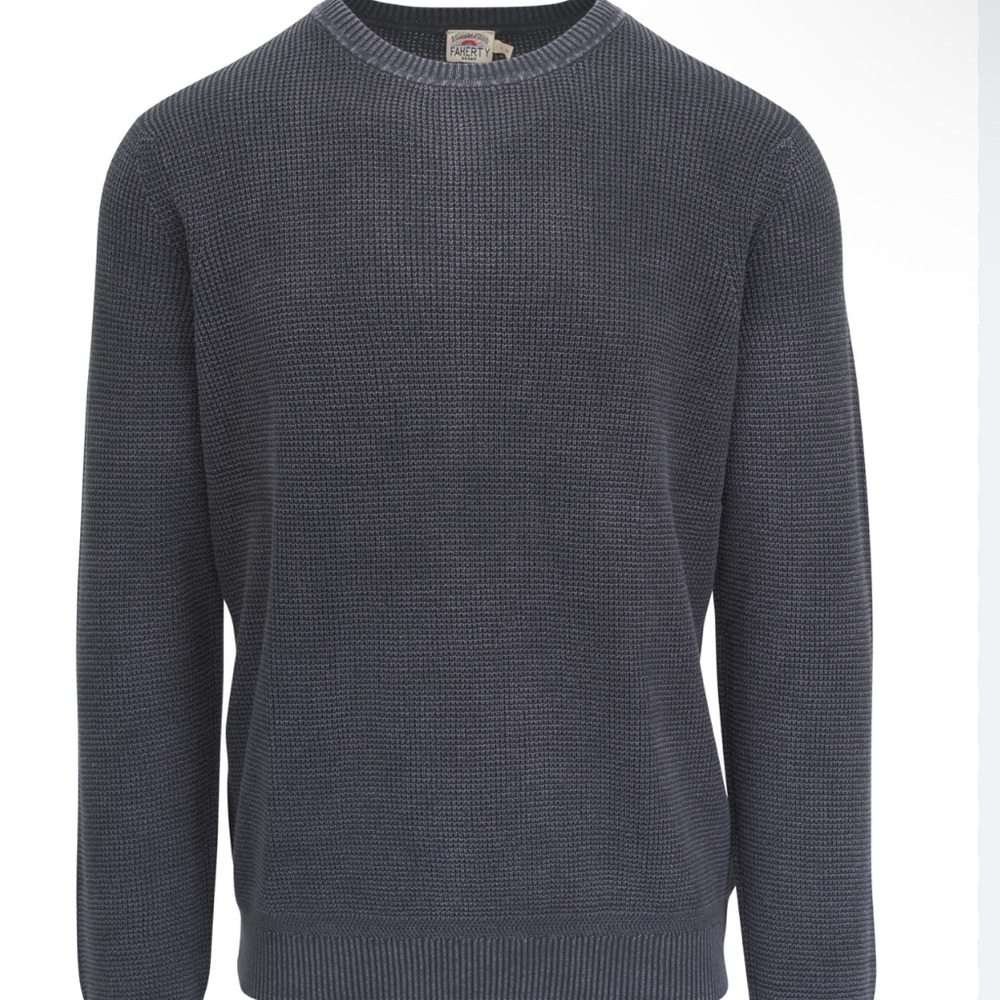 Faherty Mens Sunwashed Crewneck Sweater Faded Black NWT LARGE